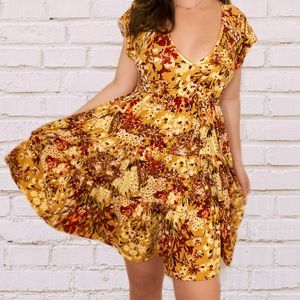 URBAN OUTFITTERS yellow floral babydoll dress